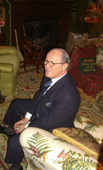 Mario Buatta sitting in his sitting room